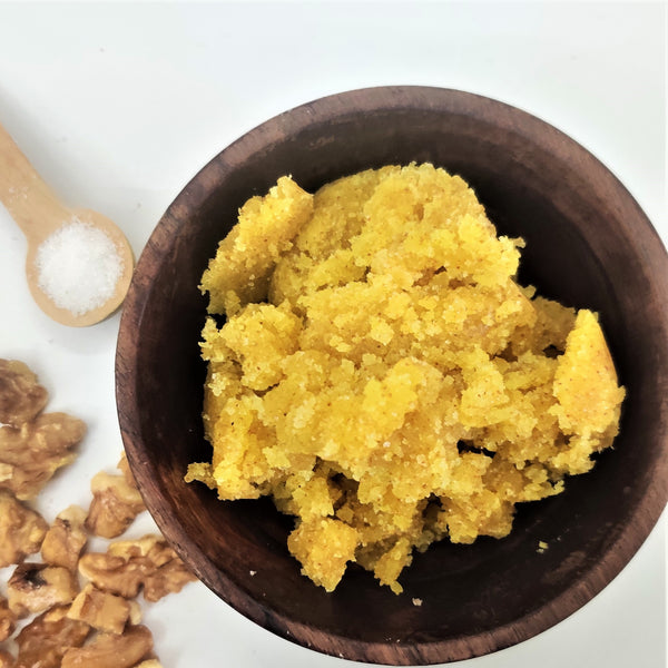 Sugar & Walnut Scrub for Face & Body - Turmeric & Patchouli