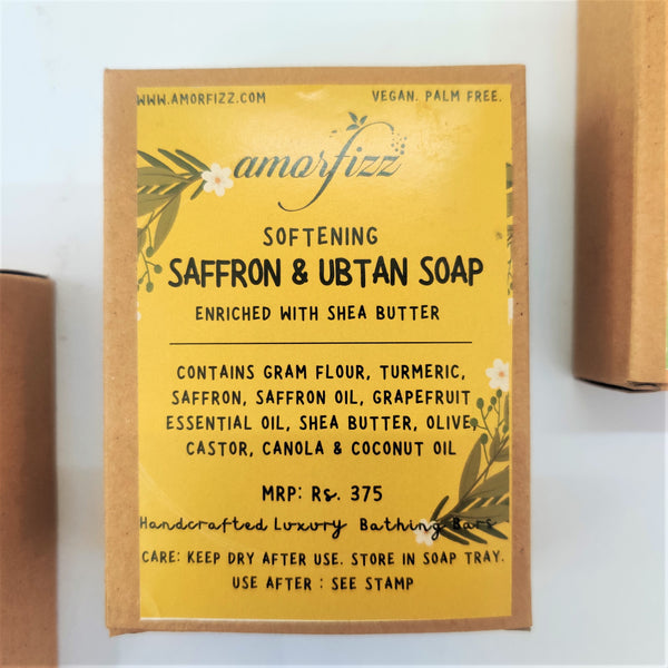 Artisanal Luxury Bathing Bars with Shea Butter - Saffron & Ubtan Soap