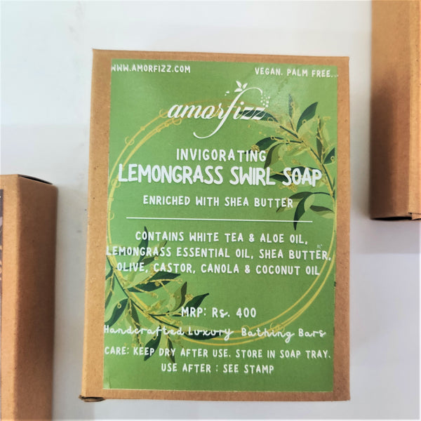Artisanal Luxury Bathing Bars with Shea Butter - Lemongrass Swirl Soap