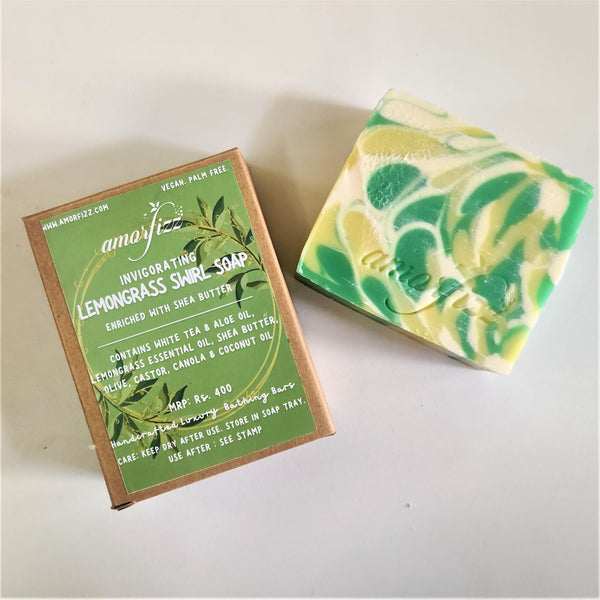 Artisanal Luxury Bathing Bars with Shea Butter - Lemongrass Swirl Soap