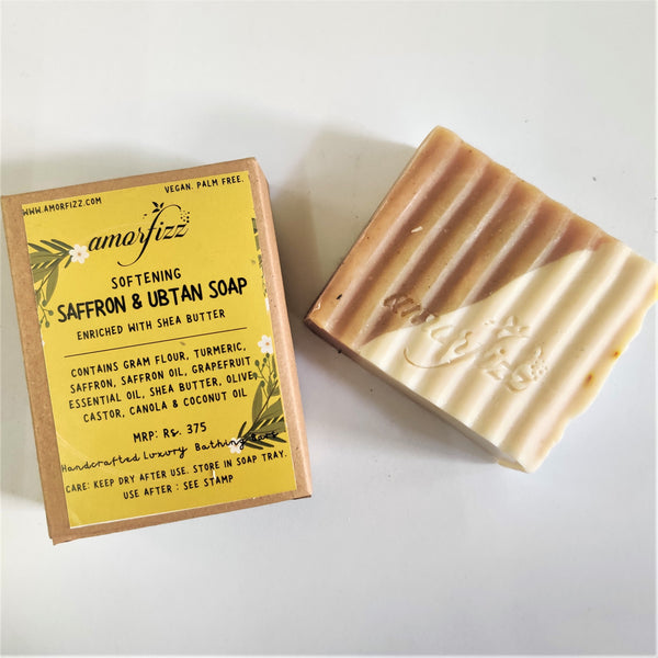 Artisanal Luxury Bathing Bars with Shea Butter - Saffron & Ubtan Soap