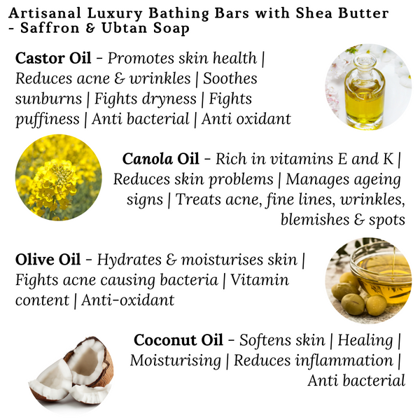 Artisanal Luxury Bathing Bars with Shea Butter - Saffron & Ubtan Soap
