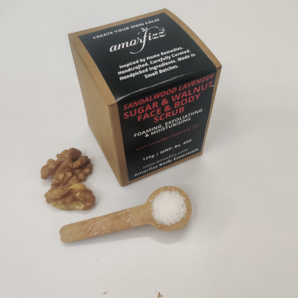 Sugar & Walnut Scrub for Face & Body - Sandalwood & Lavender