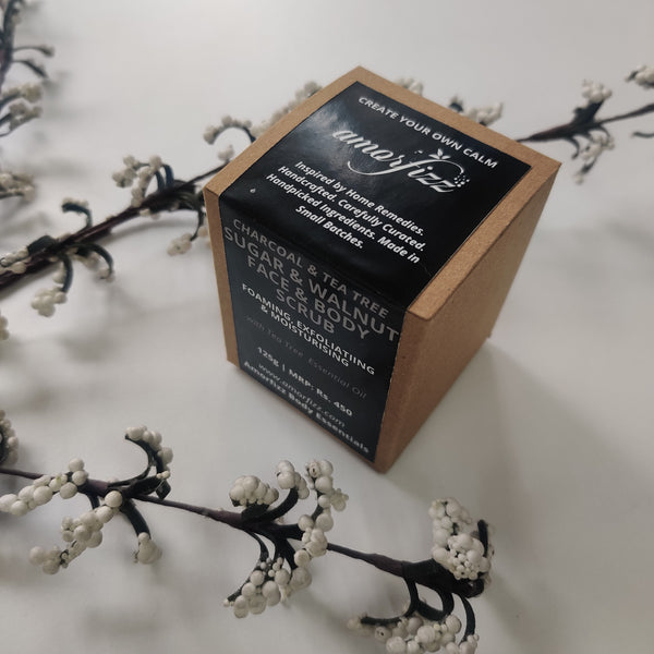 Sugar & Walnut Scrub for Face & Body - Charcoal & Tea Tree