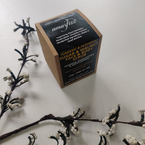 Sugar & Walnut Scrub for Face & Body - Turmeric & Patchouli