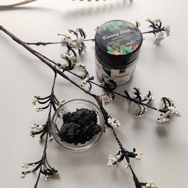 Sugar & Walnut Scrub for Face & Body - Charcoal & Tea Tree