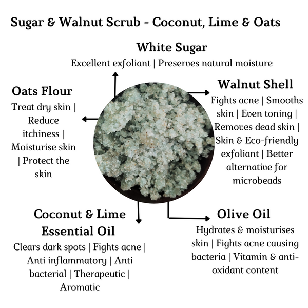 Sugar & Walnut Scrub for Face & Body - Coconut Lime & Oats