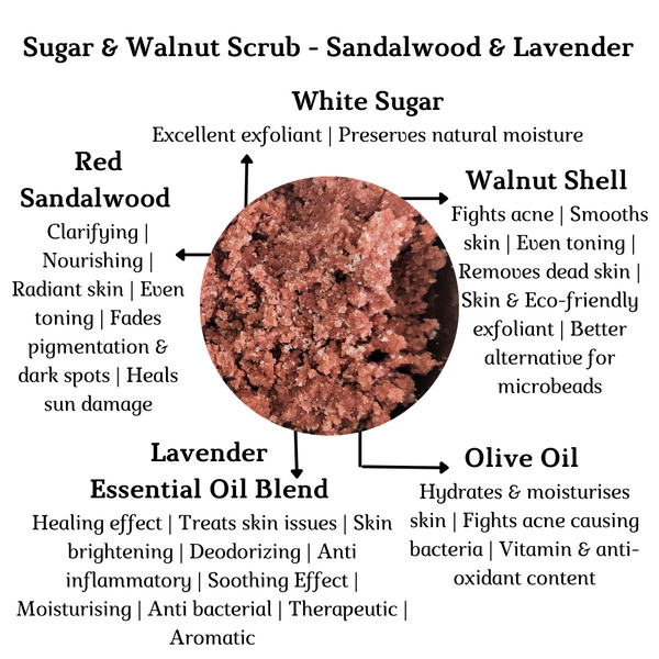 Sugar & Walnut Scrub for Face & Body - Sandalwood & Lavender
