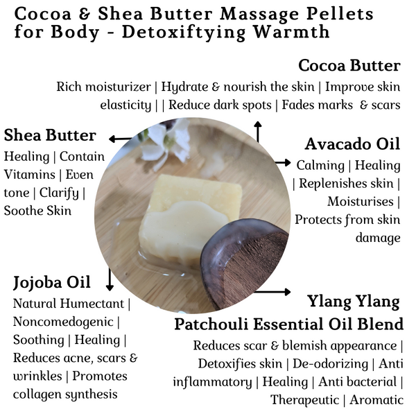 Cocoa & Shea Butter Massage Pellets for Body - Detoxiftying Warmth